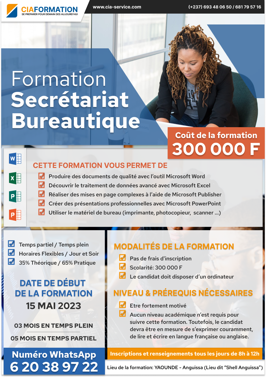 Formation en secretariat bureautique